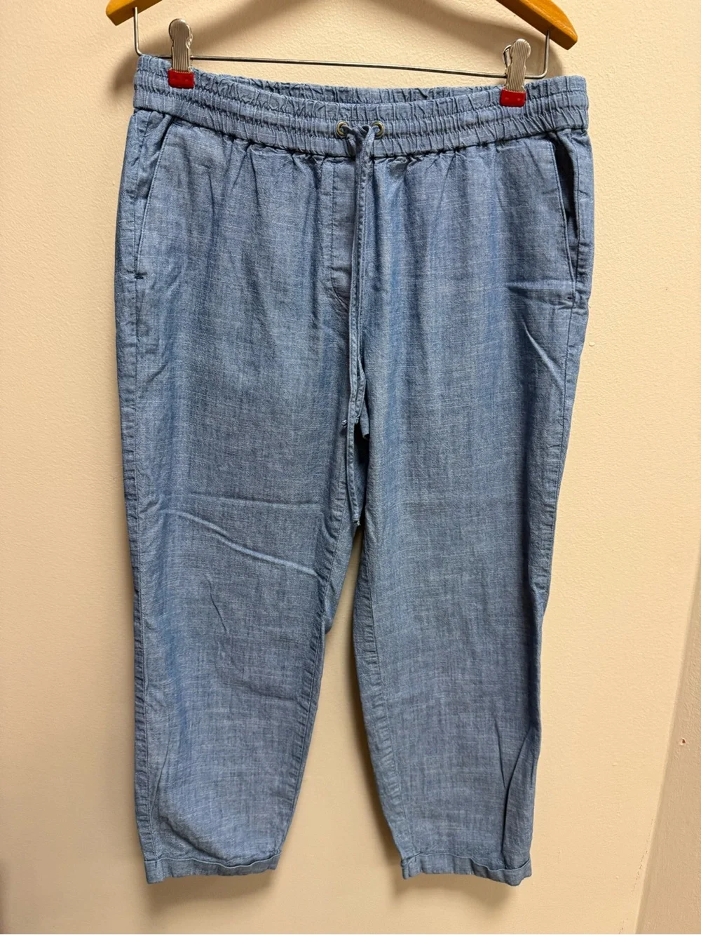 J.Crew Chambray Jogger Pants Size 8 Light Wash Pull-On 100% Cotton Casual
